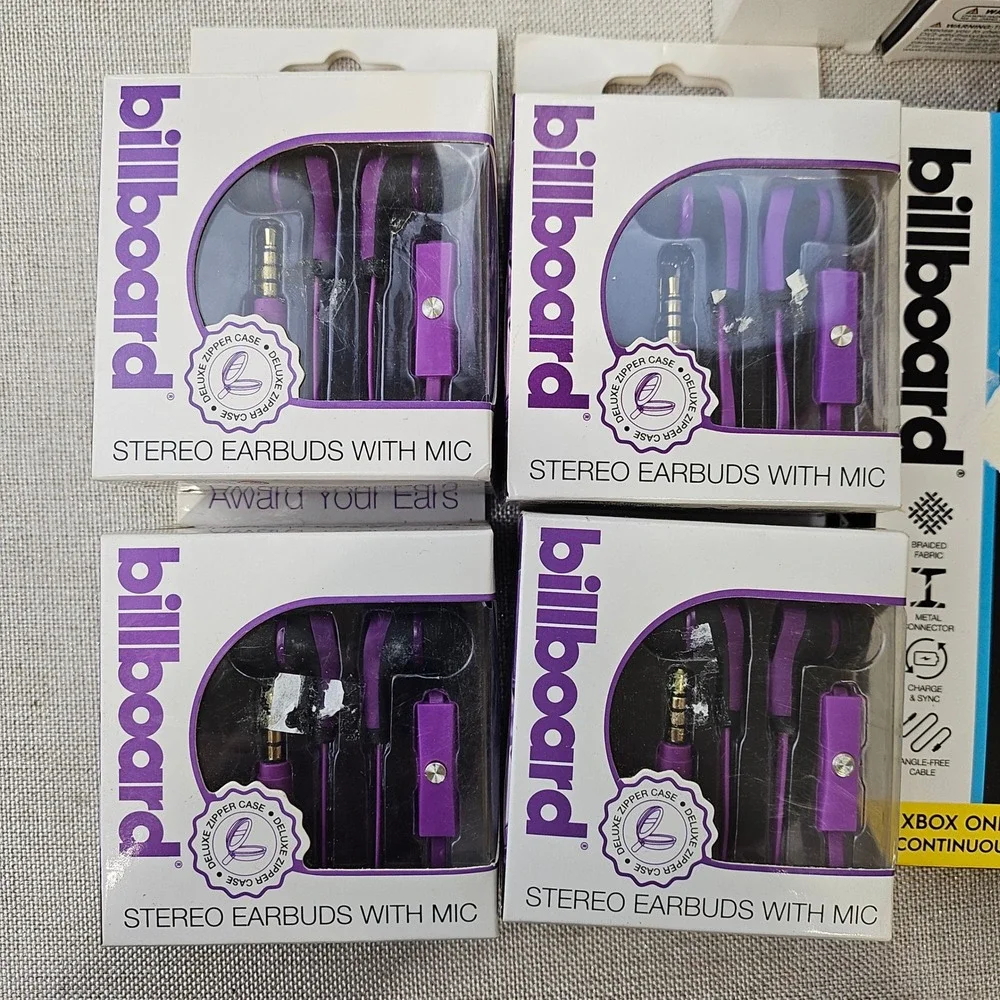 8pc Billboard & Wireless Gear Bundle Earbuds LED Gaming Cable Car Chargers NEW